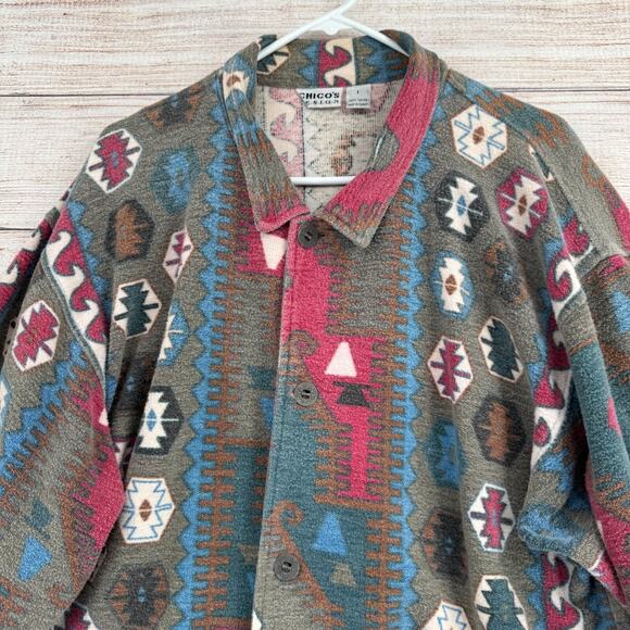 Vintage‎ Chico's Design Southwest Print Button Down Shacket Women's Size Large - Picture 3 of 12